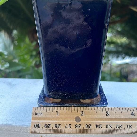 Vintage Glazed Ceramic Pot with Saucer - Picture 13 of 16